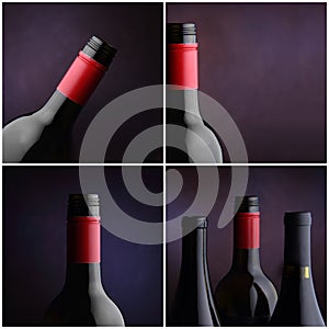 Wine bottle collage - four images