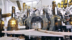 Wine bottle conveyor at a wine making facility