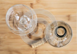 A wine bottle and a cork