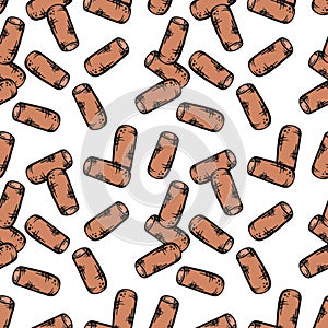 Wine bottle cork seamless pattern vector illustration