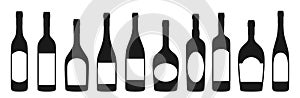 Wine bottle different shapes empty label set alcohol beverages celebration blank sticker stamp