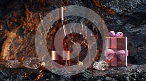 The wine bottle and gift.AI generated image