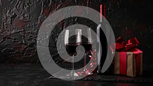 The wine bottle with gift.AI generated image
