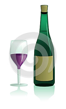 Wine bottle and glass