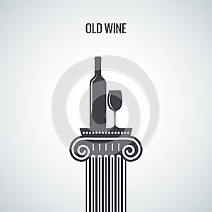 Wine bottle glass classic design background