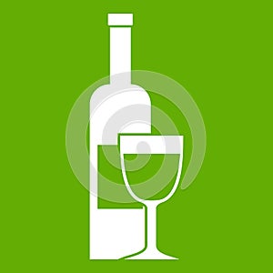Wine bottle and glass icon green