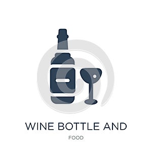 wine bottle and glass icon in trendy design style. wine bottle and glass icon isolated on white background. wine bottle and glass