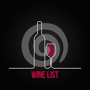 Wine bottle glass list design menu background