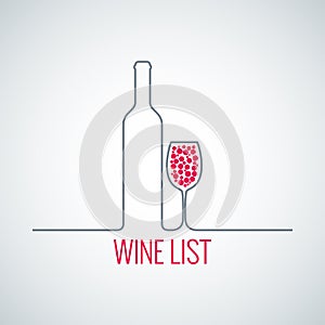 Wine bottle glass list menu background