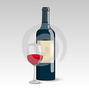 Wine bottle glass menu background. Stock vector