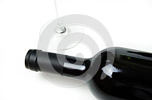 Wine bottle and glass