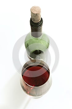 Wine Bottle and Glass, red