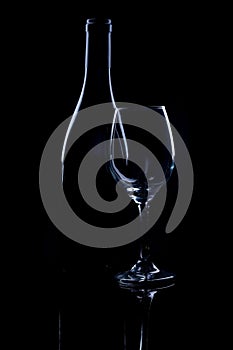 Wine bottle and glass.