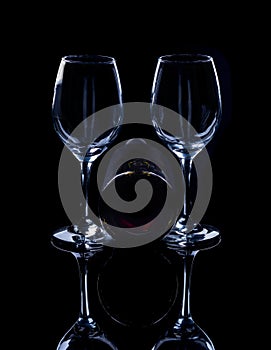 Wine bottle and glass.