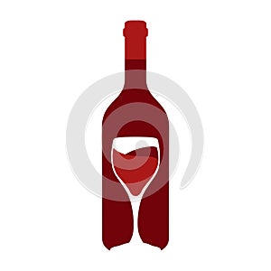 Wine bottle and glass, wine and restaurant logo