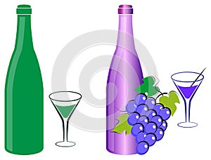 Wine bottle and grapes