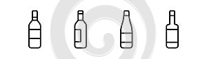 Wine bottle icon. Glass of wine in line. Champagne bottle icon in line. Wine bottle icon set. Editable stroke. Champagne sign.