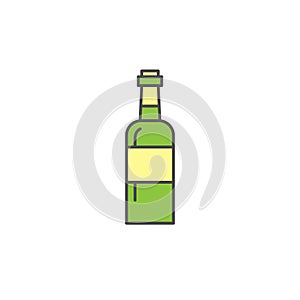 Wine bottle, icon. Kitchen appliances for cooking Illustration. Simple thin line style symbol