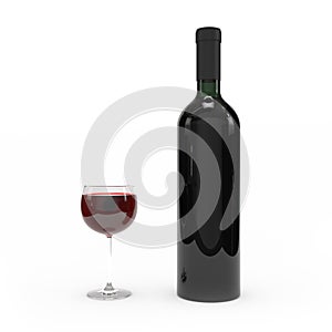 Wine bottle isolated 3d rendering