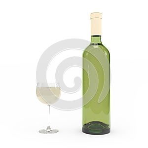 Wine bottle isolated 3d rendering