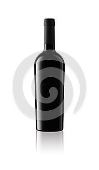 Wine bottle isolated on white background for mockup