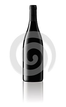 Wine bottle isolated on white background for mockup