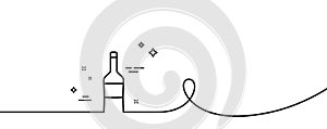 Wine bottle line icon. Merlot or Cabernet Sauvignon sign. Continuous line with curl. Vector