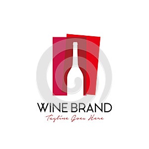 Wine bottle logo design vector template. colorful trendy illustration in red color. wine brand, grape wine label, alcohol drinks