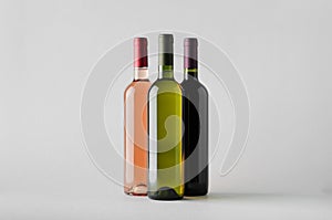 Wine Bottle Mock-Up - Three Bottles