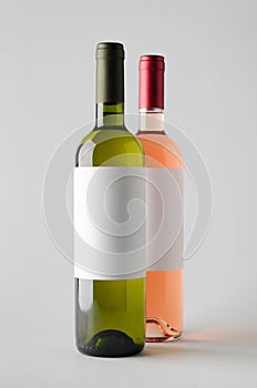 Wine Bottle Mock-Up - Two Bottles. Blank Label