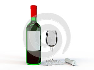 Wine Bottle Mockup. Blank Label. 3D