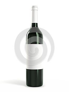 Wine bottle mockup with blank label isolated on white background. 3d rendering