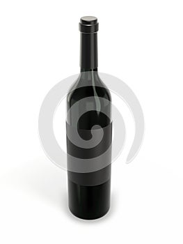 Wine bottle mockup with blank label isolated on white background. 3d rendering