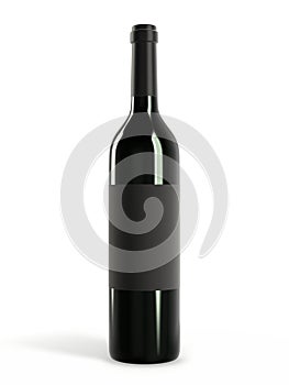 Wine bottle mockup with blank label isolated on white background. 3d rendering