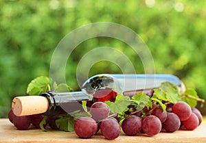 Wine bottle, red grape