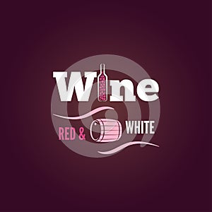 Wine bottle red and white design background