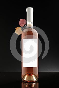Wine bottle rose wine with white label