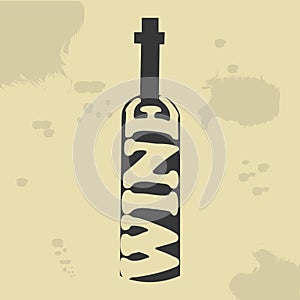 Wine bottle vintage poster