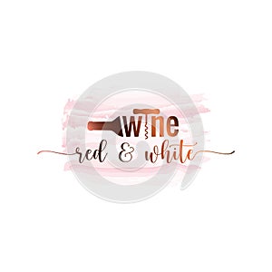wine bottle watercolor logo on white background