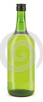 Wine bottle on a white background.