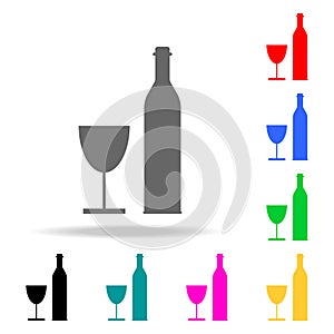Wine bottle and wine glass silhouette icon. Elements in multi colored icons for mobile concept and web apps. Icons for website des
