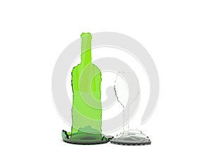 Wine bottle and wineglass
