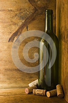 Wine Bottle In Wooden Crate