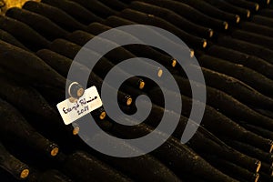 wine bottles in archive cellar, Ezerjo, Hungary