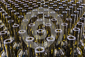 Wine bottles background, winemaking process to preparing wine for bottling