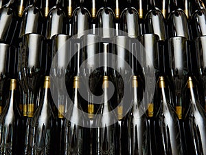 Wine bottles in factory