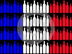 Wine bottles and French flag