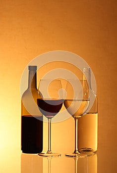 Wine bottles and glasses