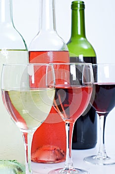 Wine bottles and Glasses photo