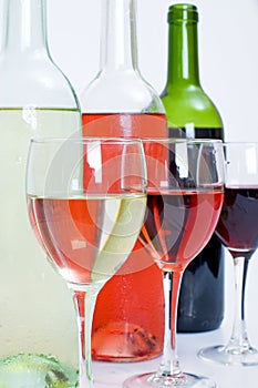 Wine bottles and Glasses photo